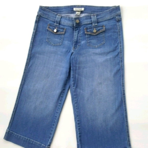 WHITE HOUSE|BLACK MARKET ♡ NWOT Faded 'n Distressed Crop Leg Blue Jean Capris 12 - Picture 5 of 12